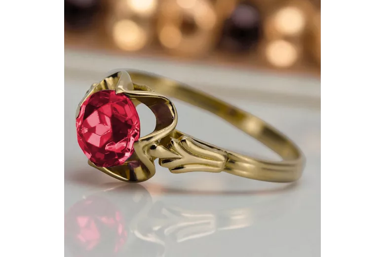 Винтидж Пръстен Рубин 14K жълто злато vrc023y